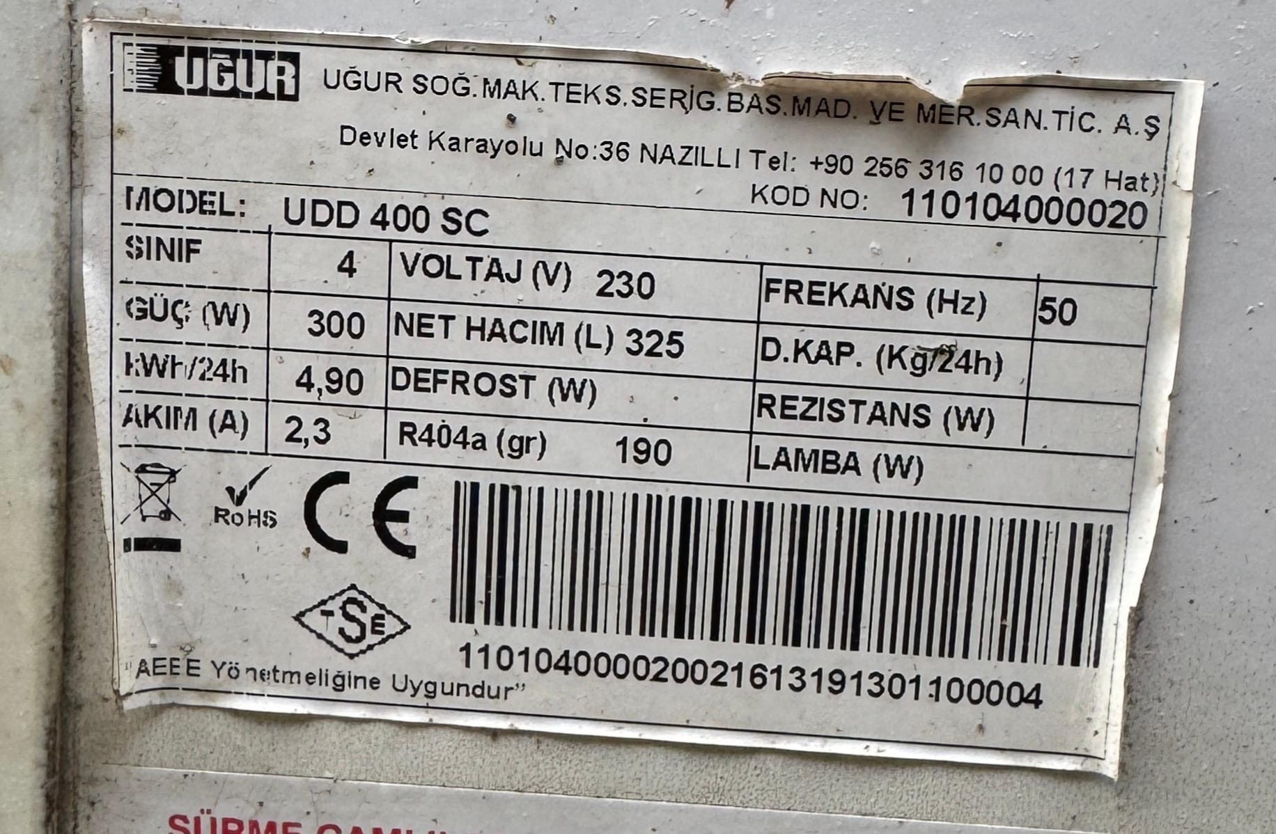 Uğur Muhafaza Dolabı 350lt 4